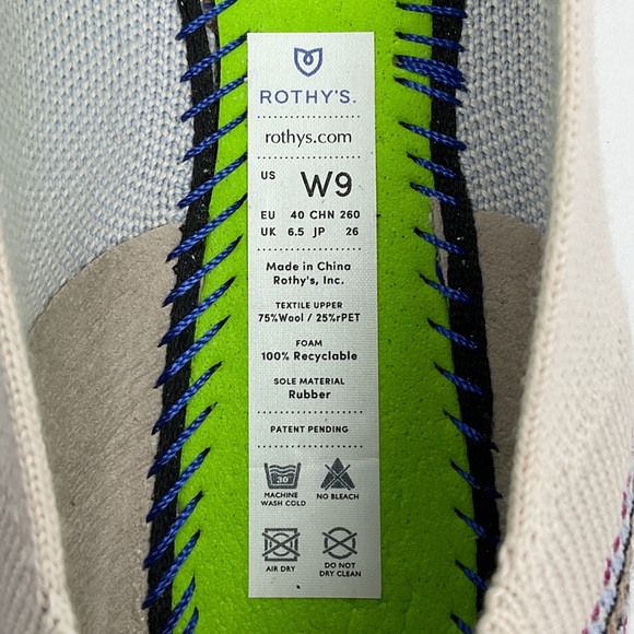 Rothy’s EUC Merino Point in Ivory Ribbon Stripe RETIRED STYLE Cream Pink Size 9 - Picture 13 of 16